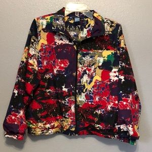 90s Koret jacket Women's Small S bright abstract coat zip front shoulder pads